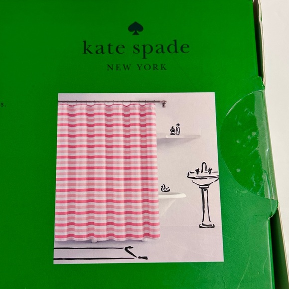 Kate Spade Pink Striped Shower Curtain - Picture 4 of 6